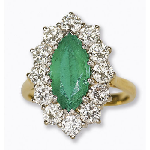 SMARAGD-BRILLANT-RING : (DOBIASCHOFSKY AUKTIONEN AG)
