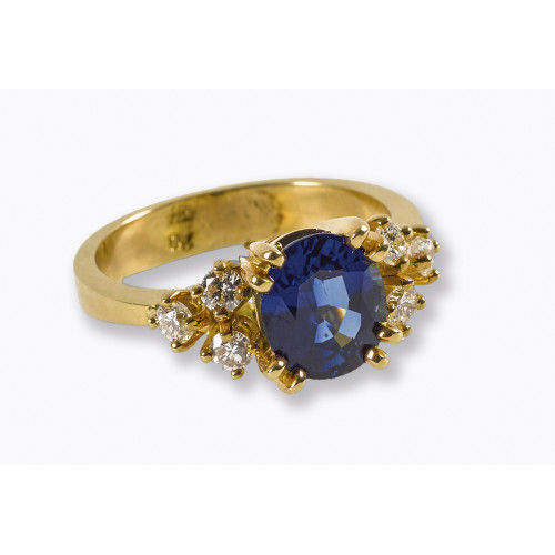 SAPHIR-BRILLANT-RING : (DOBIASCHOFSKY AUKTIONEN AG)
