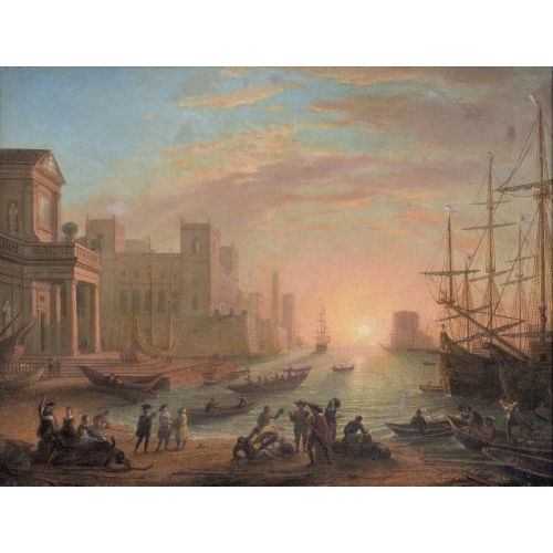 CLAUDE JOSEPH VERNET : S�dliche Hafenpartie bei Sonnenuntergang (DOBIASCHOFSKY AUKTIONEN AG)