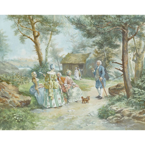 FRAN�OIS ADOLPHE GRISON : 'Jean Jacques Rousseau donnant une le�on de botannique � Ermenonville' (DOBIASCHOFSKY AUKTIONEN AG)