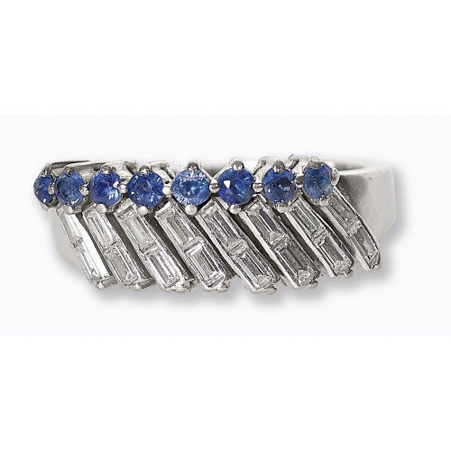 SAPHIR-DIAMANT-RING : (DOBIASCHOFSKY AUKTIONEN AG)