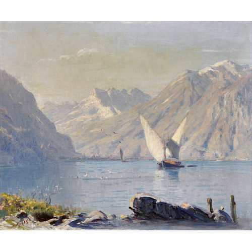 ALBERT HENRY JOHN GOS : Lac L�man et Dents du Midi (DOBIASCHOFSKY AUKTIONEN AG)
