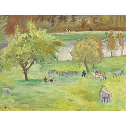 ERNST MORGENTHALER : 'K�he an der Limmat' (DOBIASCHOFSKY AUKTIONEN AG)