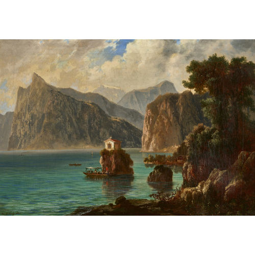 ARNOLD JENNY : Bergsee mit Bootsprozession (DOBIASCHOFSKY AUKTIONEN AG)