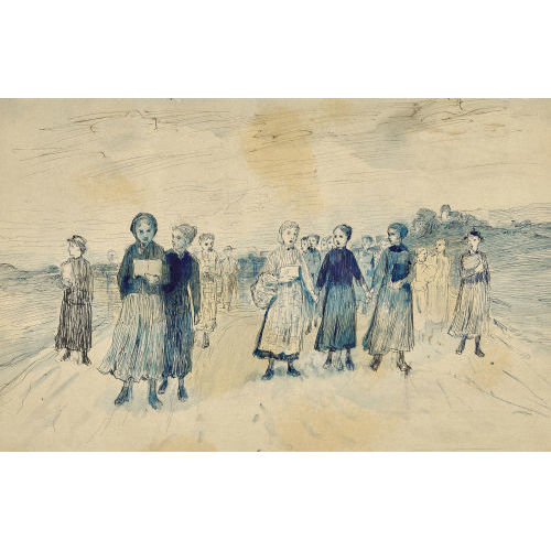 ALBERT ANKER : Studie zu 'Die Konfirmandinnen von M�ntschemier' (DOBIASCHOFSKY AUKTIONEN AG)