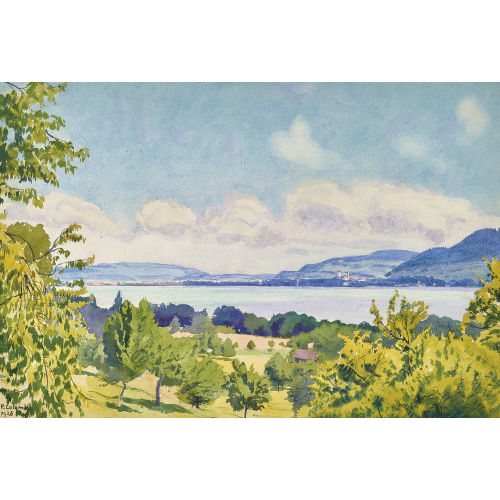 PLINIO COLOMBI : Blick von Spiez nach Thun (DOBIASCHOFSKY AUKTIONEN AG)