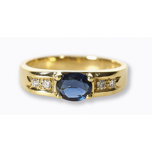 SAPHIR-BRILLANT-RING : (DOBIASCHOFSKY AUKTIONEN AG)