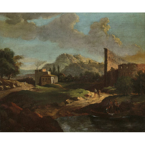 18. JH. ITALIEN : Idyllische Landschaft mit den Ruinen des Kolosseums (DOBIASCHOFSKY AUKTIONEN AG)