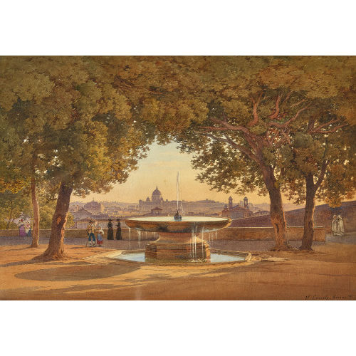 SALOMON CORRODI : La fontana di Villa Medici (DOBIASCHOFSKY AUKTIONEN AG)