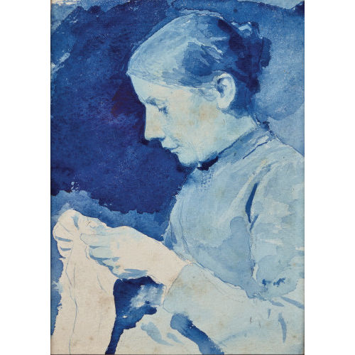 ALBERT ANKER : 'Femme tricotante' (DOBIASCHOFSKY AUKTIONEN AG)