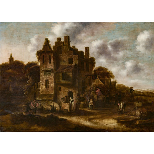 NICOLAES (AUCH CLAES) MOLENAER : Reisende vor einem Wirtshaus (DOBIASCHOFSKY AUKTIONEN AG)