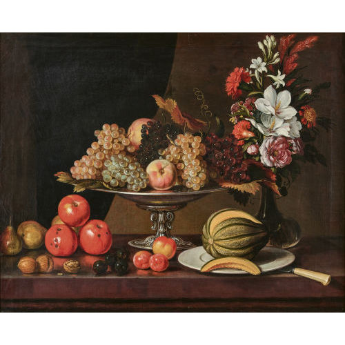JOHANNES D�NZ : Herbstliches Stillleben mit Fr�chten und Blumenbouquet (DOBIASCHOFSKY AUKTIONEN AG)