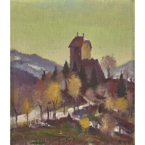 MILLO (AUCH EMIL) NAEF : Sp�therbstlandschaft mit Ruine Iberg in Wattwil (DOBIASCHOFSKY AUKTIONEN AG)