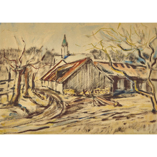ERNST HUBER : Sp�therbstlandschaft am Dorfrand (DOBIASCHOFSKY AUKTIONEN AG)