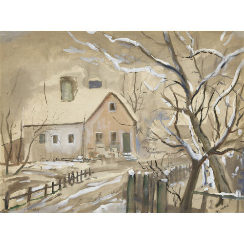 ERNST HUBER : Winterlandschaft mit Haus (DOBIASCHOFSKY AUKTIONEN AG)