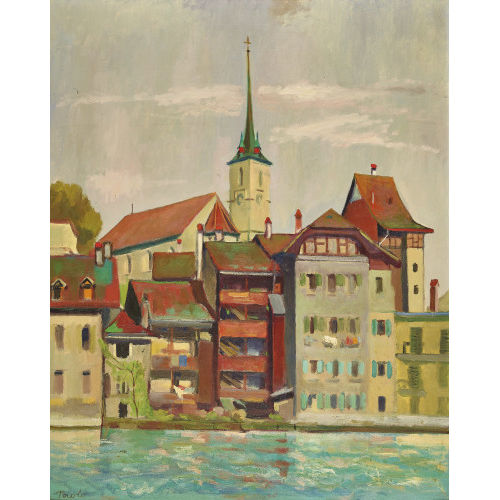PAUL JAKOB) PAOLO (EIGTL. M�LLER : Aareufer mit Nydeggkirche (DOBIASCHOFSKY AUKTIONEN AG)