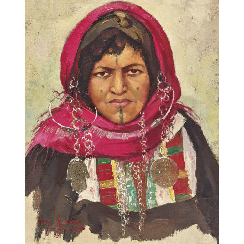 MAX MOREAU : Portrait d'une femme marocaine (DOBIASCHOFSKY AUKTIONEN AG)