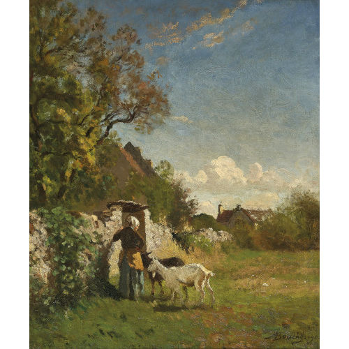LOUIS ALEXANDRE BOUCH� : B�uerin mit Ziegenpaar (DOBIASCHOFSKY AUKTIONEN AG)