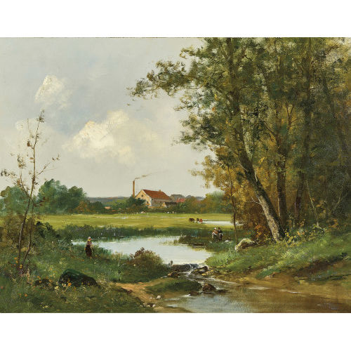 19. JH. FRANKREICH : Idyllische Landschaft mit Bachlauf (DOBIASCHOFSKY AUKTIONEN AG)