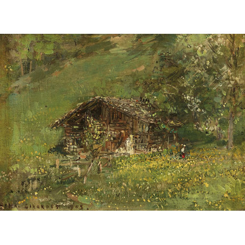 HENRI L�OPOLD GIRARDET : 'Paysanne dans son jardin potager (Pr�alpes vaudoises)' (DOBIASCHOFSKY AUKTIONEN AG)