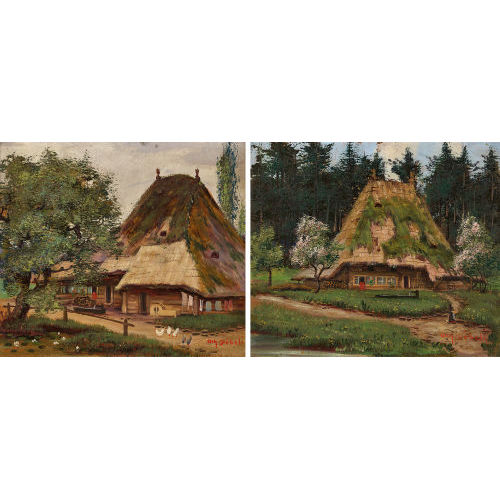 JOHANN OTHMAR D�BELI : Aargauer Strohdachh�user. Gegenst�cke (DOBIASCHOFSKY AUKTIONEN AG)