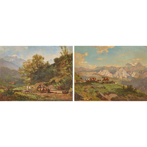 EUG�NE �TIENNE SORDET : Berglandschaften mit weidenden K�hen. Gegenst�cke (DOBIASCHOFSKY AUKTIONEN AG)