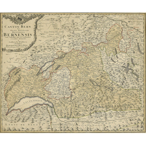 GABRIEL WALSER : 'Canton Bern sive Illustris Helvetiorum Respublica Bernensis cum subditis suis et confinibus recenter delineata � Gabriele Walsero edentibus Homannianis Heredibus Norimbergae 1766 C.P.S.C.M.' (DOBIASCHOFSKY AUKTIONEN AG)