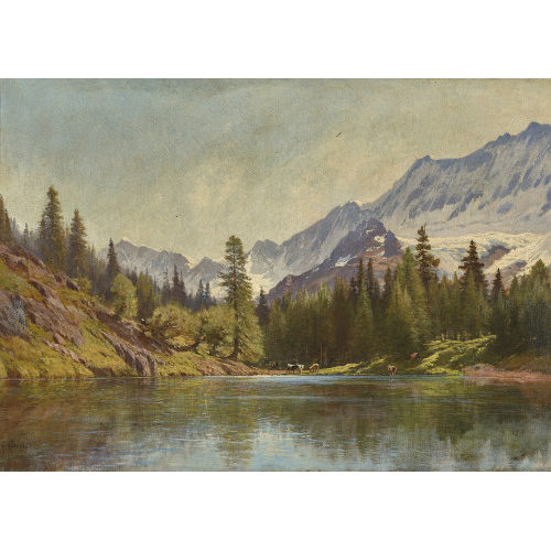 JOHANN JOSEPH GEISSER : K�he am Bergsee (DOBIASCHOFSKY AUKTIONEN AG)