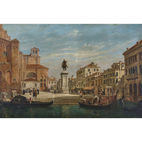 19. JH. ITALIEN : Ansicht von Venedig mit dem Reiterstandbild von Bartolomeo Colleoni (DOBIASCHOFSKY AUKTIONEN AG)