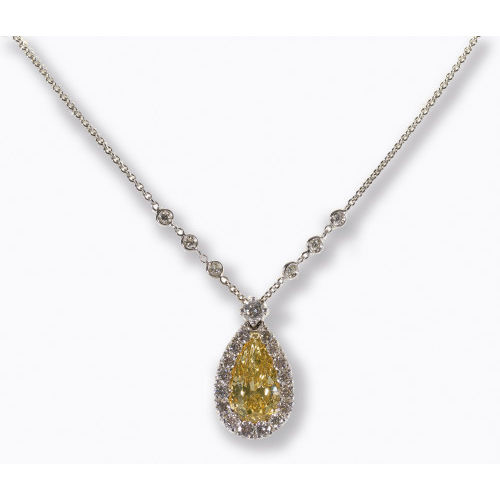 BRILLANT-ANH�NGER MIT KETTE : (DOBIASCHOFSKY AUKTIONEN AG)