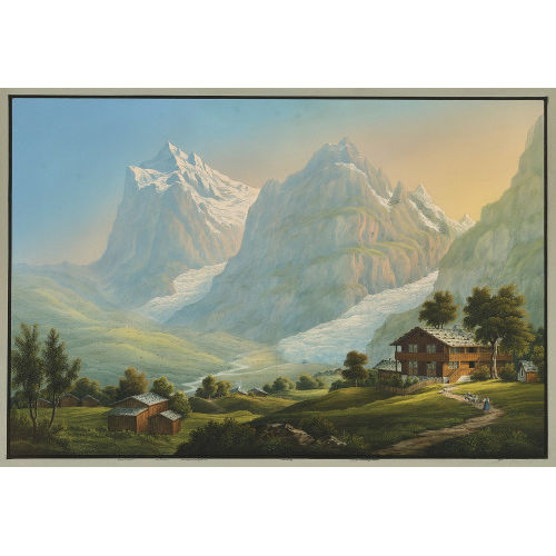 BLEULER MALSCHULE : Grindelwald mit Wetterhorn und Mettenbergkette (DOBIASCHOFSKY AUKTIONEN AG)
