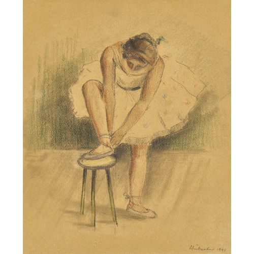 HERMANN HUBACHER : Ballettt�nzerin beim Schn�ren ihrer Schuhe (DOBIASCHOFSKY AUKTIONEN AG)
