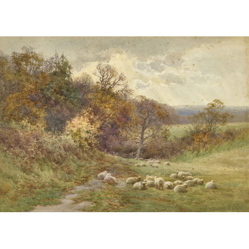 CHARLES JAMES ADAMS : Herbstlandschaft mit Schafherde (DOBIASCHOFSKY AUKTIONEN AG)