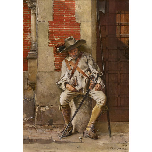 EDUARD CHARLEMONT : Schlafender Musketier (DOBIASCHOFSKY AUKTIONEN AG)