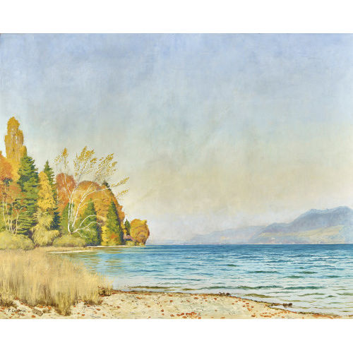 PLINIO COLOMBI : Herbstliche Seeuferlandschaft (DOBIASCHOFSKY AUKTIONEN AG)