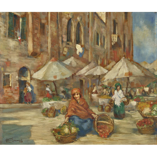 VITTORIO GUSSONI : 'Mercato a S. Remo Vecchia' (DOBIASCHOFSKY AUKTIONEN AG)