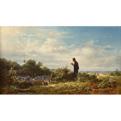 CARL SPITZWEG : 'Der Herr Pastor (Morgenspaziergang - Pfarrers Morgenspaziergang - Brevierbeter)' (DOBIASCHOFSKY AUKTIONEN AG)