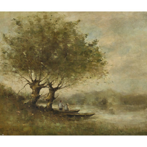 PAUL D�SIR� TROUILLEBERT : Uferpartie mit zwei Anglern (DOBIASCHOFSKY AUKTIONEN AG)
