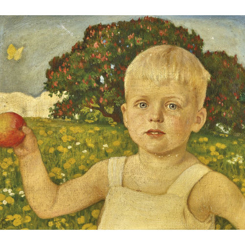 MARTIN SCH�NBERGER : Bildnis von Kurt Martin Oesterle (geb. 30. April 1901) mit Apfel (DOBIASCHOFSKY AUKTIONEN AG)