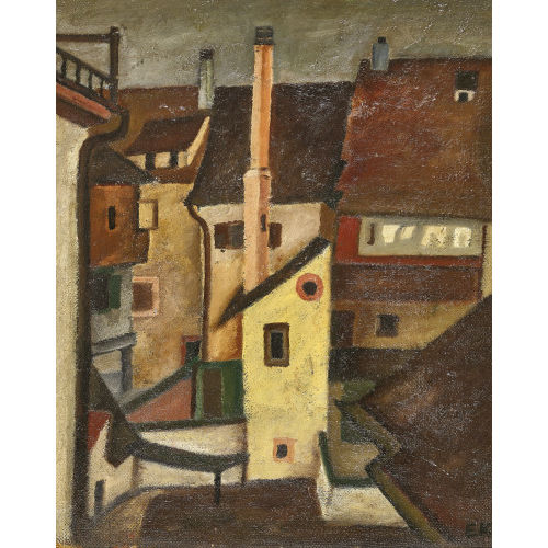 �DOUARD II KAISER : Hinterhofgef�ge unter grauem Himmel (DOBIASCHOFSKY AUKTIONEN AG)