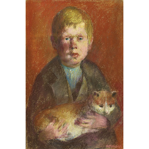 WERNER NEUHAUS : 'Knabe mit Katze' (DOBIASCHOFSKY AUKTIONEN AG)