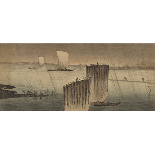 HIROAKI (GEN. SH�TEI) TAKAHASHI : 'Nieselregen bei Arakawa (Arakawa no shigure)' (DOBIASCHOFSKY AUKTIONEN AG)
