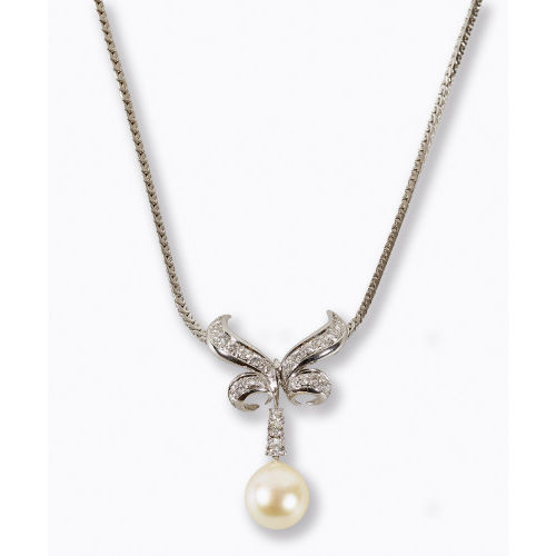 PERLEN-BRILLANT-ANH�NGER MIT KETTE : (DOBIASCHOFSKY AUKTIONEN AG)