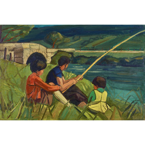 ALBERT SCHNYDER : 'Enfants  la pche' (DOBIASCHOFSKY AUKTIONEN AG)