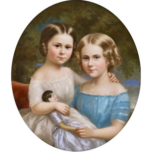 19. JH. FRANKREICH : Bildnis zweier Schwestern mit Puppe (DOBIASCHOFSKY AUKTIONEN AG)