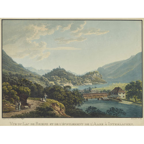 JOHANN JAKOB WETZEL : 'Vue du Lac de Brienz et de l'Ecoulement de L'Aare � l'Interlachen' (DOBIASCHOFSKY AUKTIONEN AG)