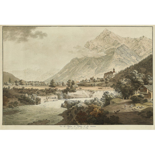 JOHANN LUDWIG ABERLI : 'V�e du Chateau de Wimmis et des environs' (DOBIASCHOFSKY AUKTIONEN AG)