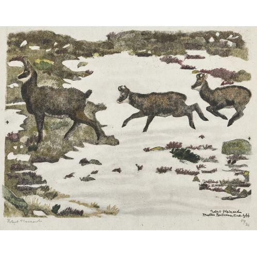 ROBERT HAINARD : 'Chamois, femelle et deux jeunes' (DOBIASCHOFSKY AUKTIONEN AG)