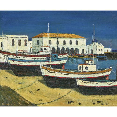 MICHEL TERRAPON : 'Les barques de Mykonos' (DOBIASCHOFSKY AUKTIONEN AG)