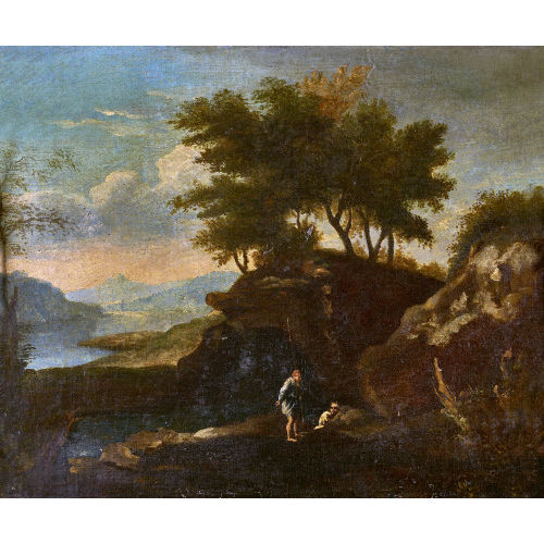 DOMENICO (AUCH MICCO SPADARO) GARGIULIO : Felsige Landschaft mit zwei Figuren (DOBIASCHOFSKY AUKTIONEN AG)
